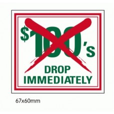 ROBBERY PREVENTION-100'S DROP DECAL 67 X 60
